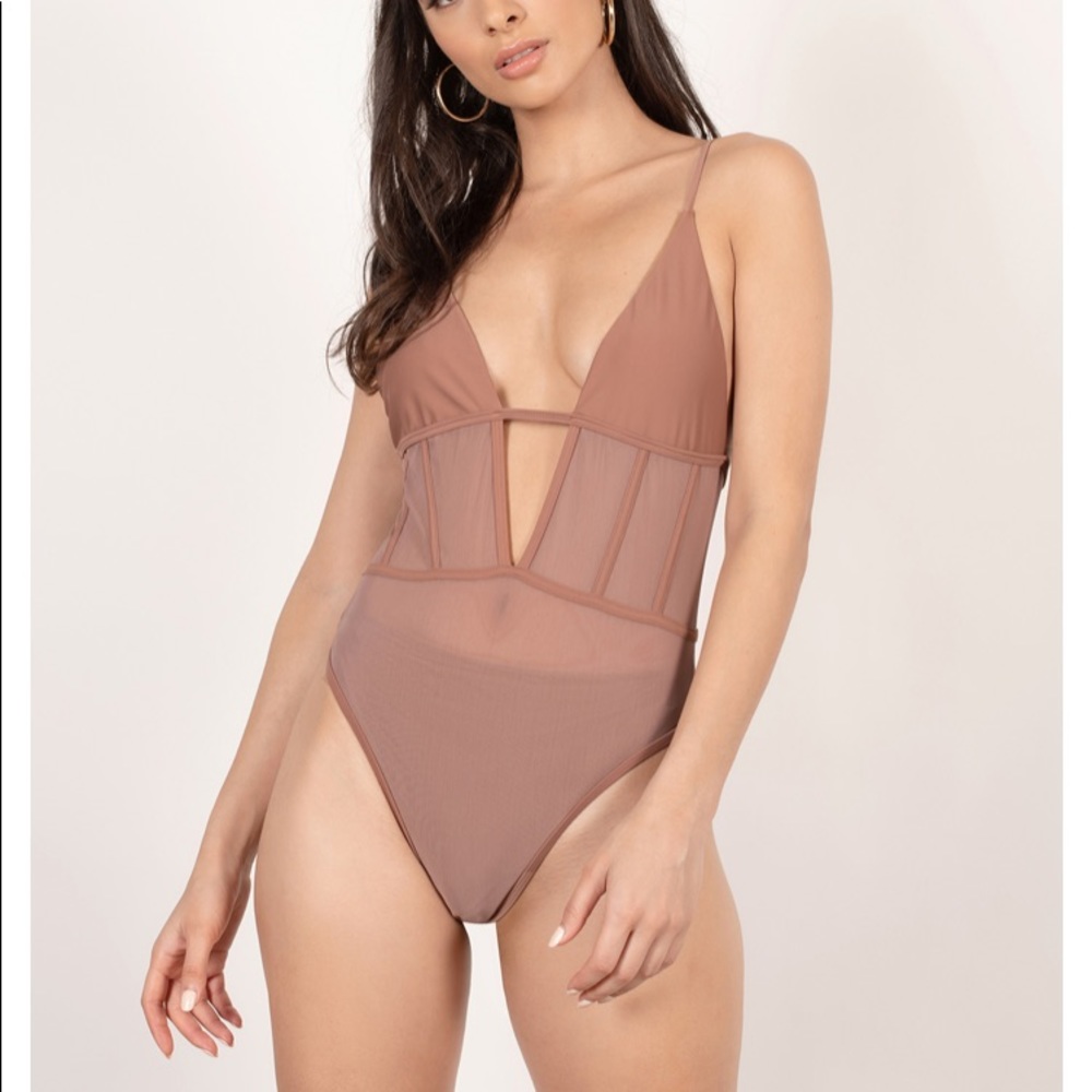 Tobi Dark Rose mesh swimsuit